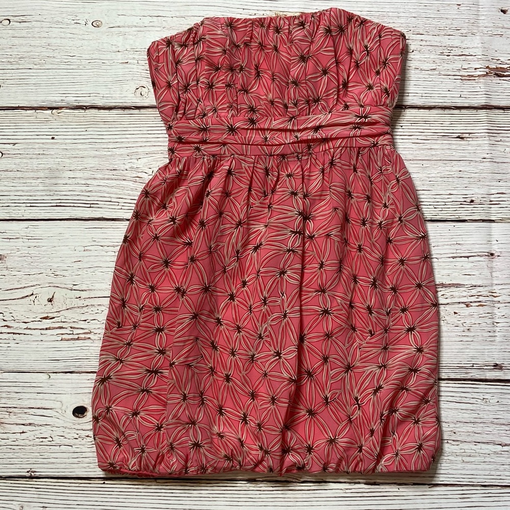MILLY of New York Strapless Coral Print Bubble Hem Dress Sz 6 - Picture 3 of 14